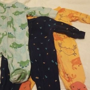 3 PCS Carter's 2 way zip sleep & play footed playsuit pajamas - 3m
